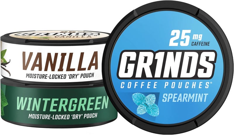 Grinds Coffee Pouches 3 Can Sampler - Wintergreen, Spearmint, Vanilla - Image 1